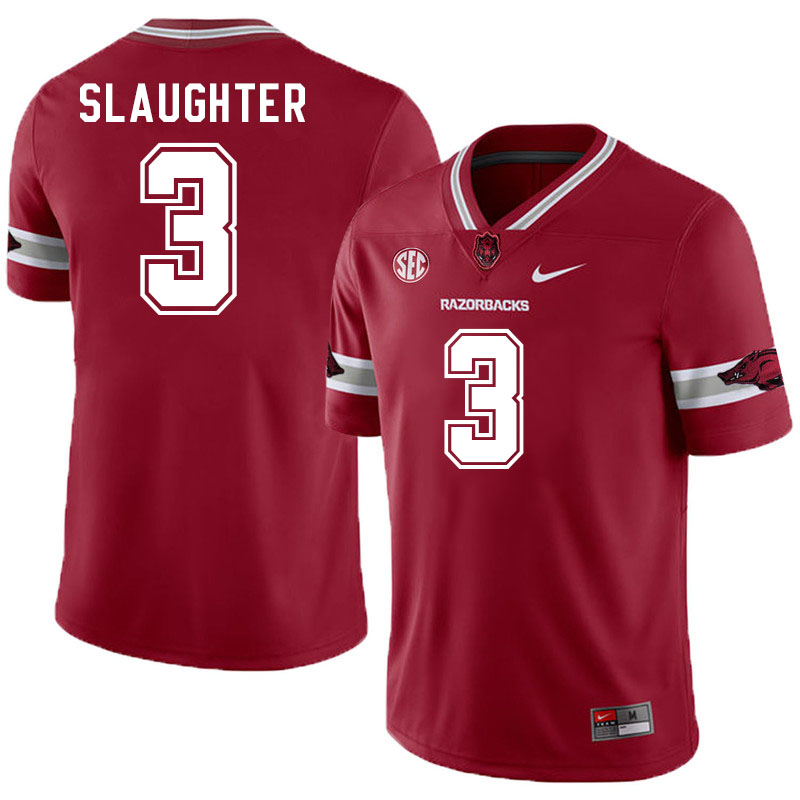 Men #3 Doneiko Slaughter Arkansas Razorbacks College Football Jerseys Stitched-Alternate Cardinal